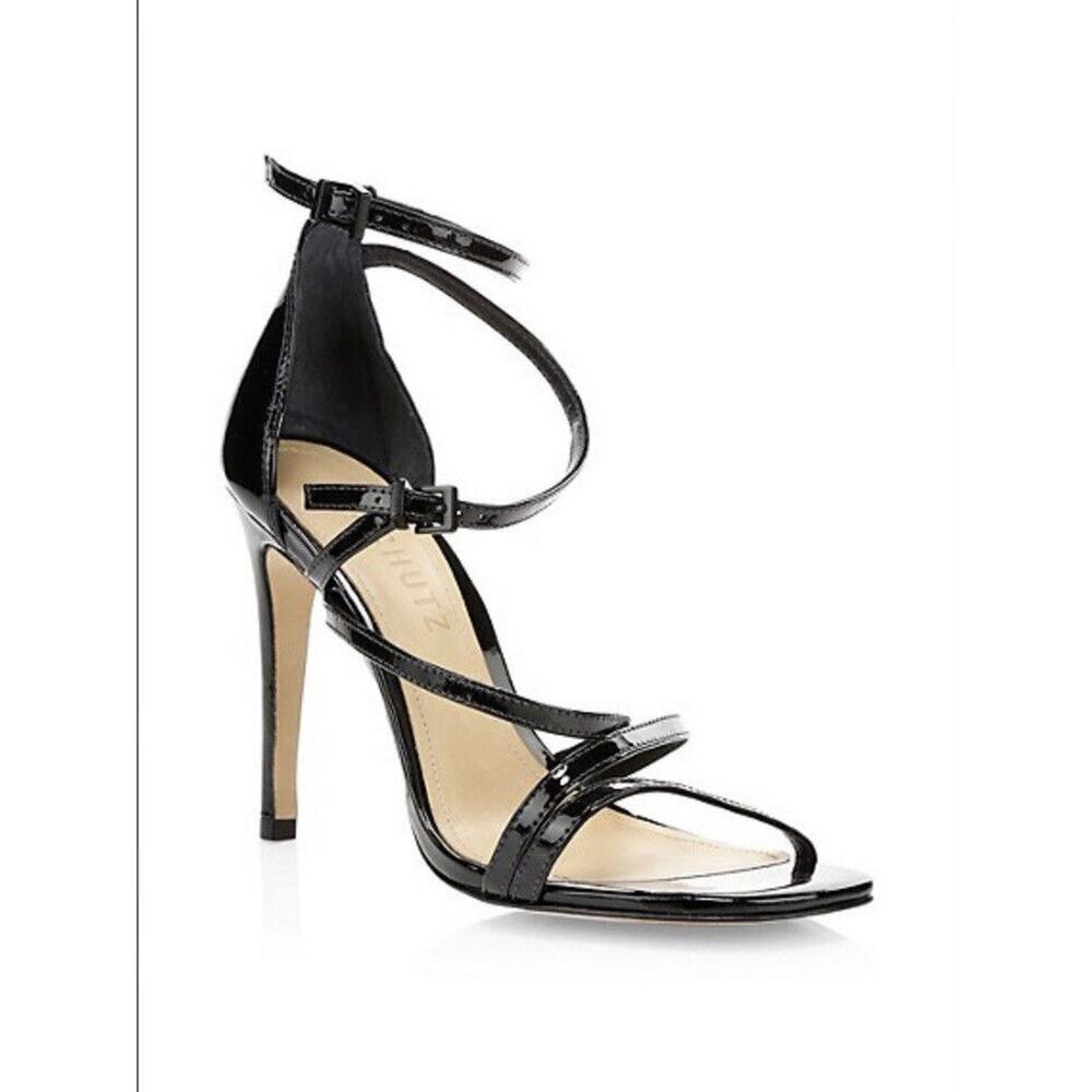 Schutz Licah Strappy Patent Leather Stiletto Sandals Size 9.5B Retail $180